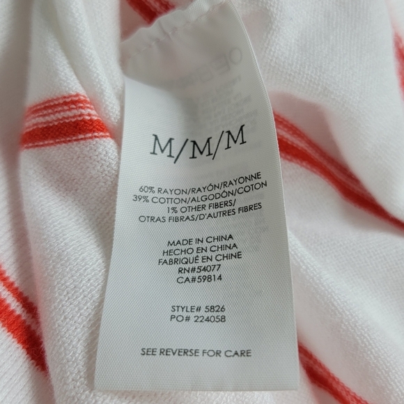 CAbi Orange And White Striped Stroll Long Open Face Cardigan/Duster Sweater Sz M - Picture 15 of 16